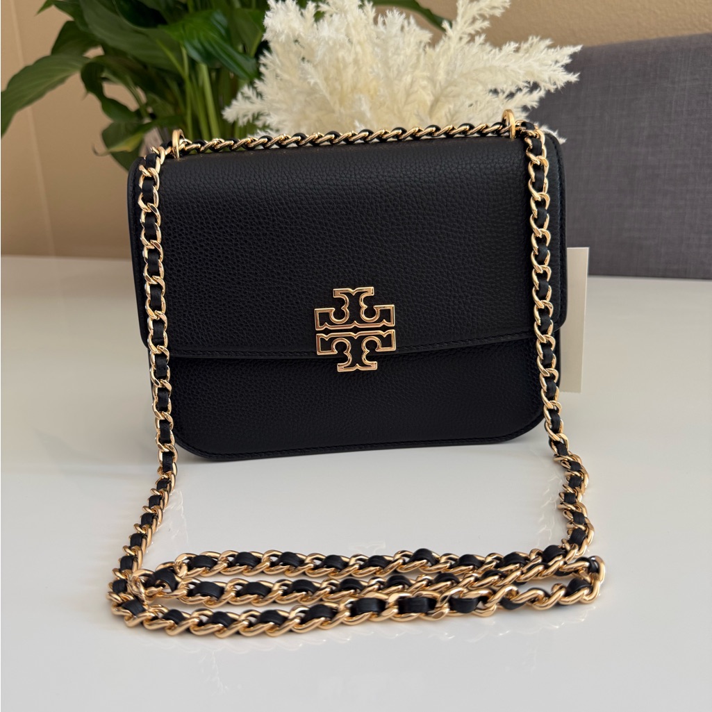 Nwt , Tory Burch Britten Small Adjustable Shoulder Crossbody Bag Black $575